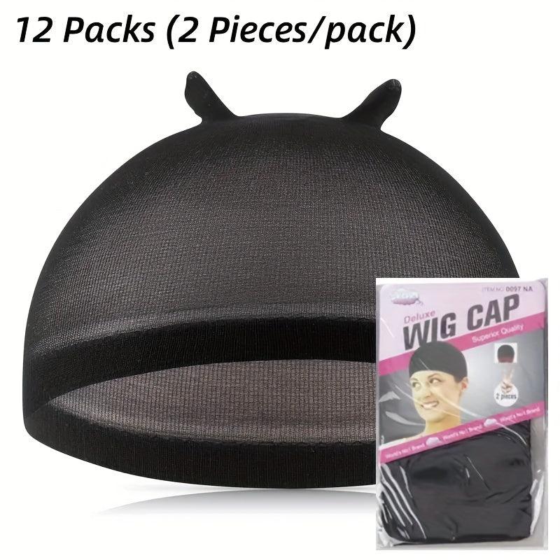 24 Pcs Stretchy Nylon Wig Caps for Women Lace Front Wig