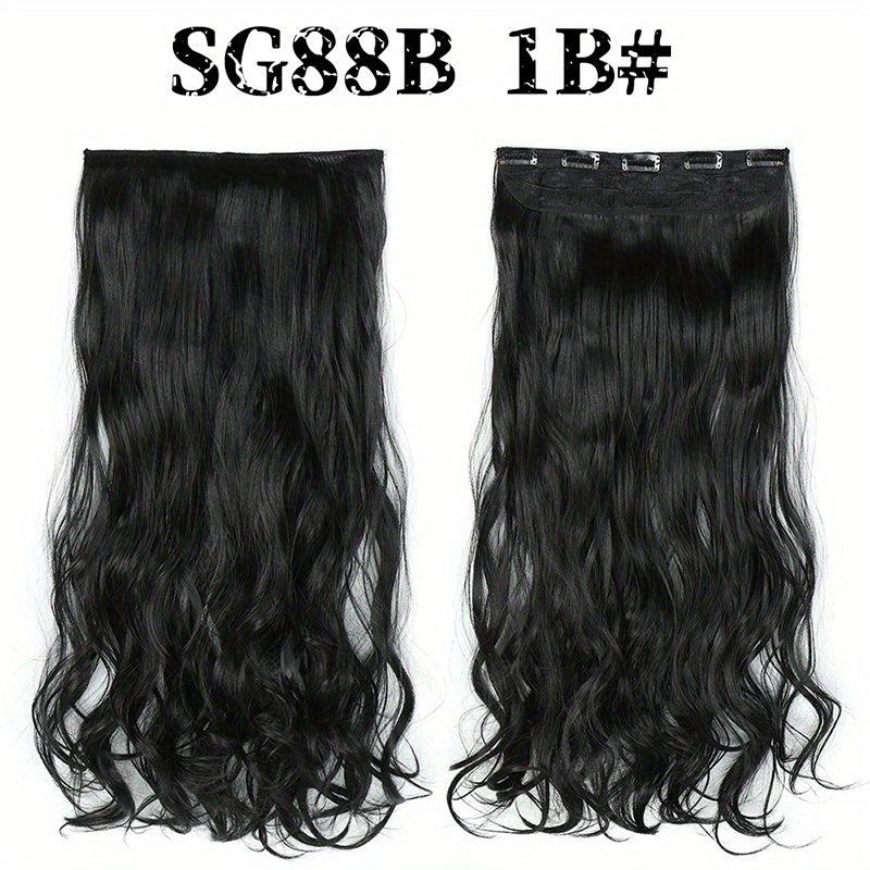 5pcs Body Wave Synthetic Hair Extension Natural Look Clip In Long Hair