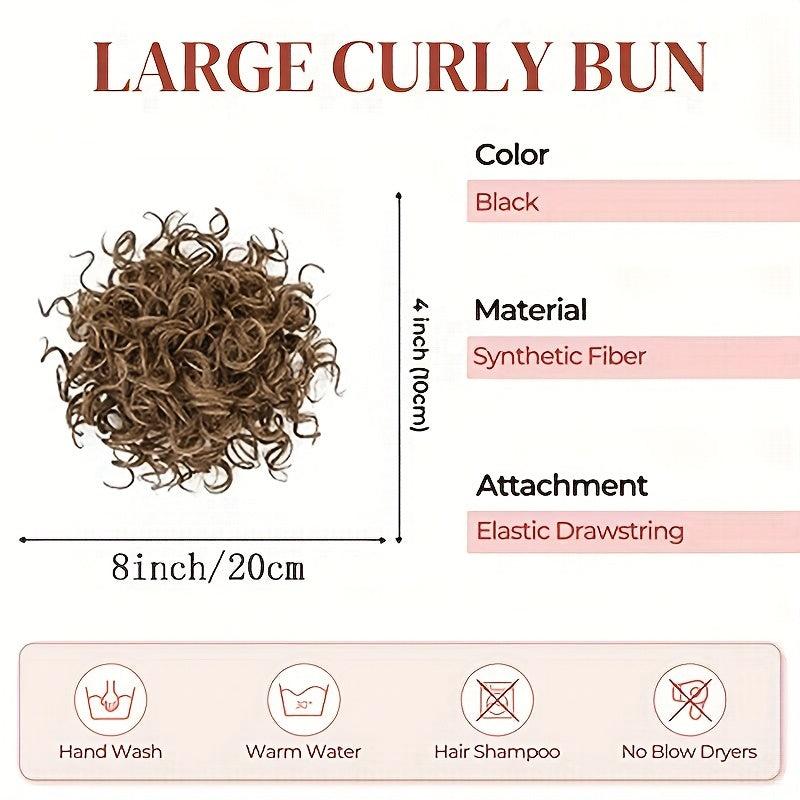 Curly Messy Donut Hair Buns Updo Chignon Clip In Hair Extensions