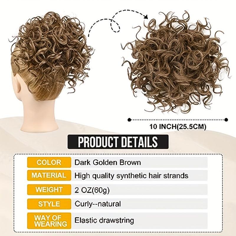 Curly Messy Donut Hair Buns Updo Chignon Clip In Hair Extensions