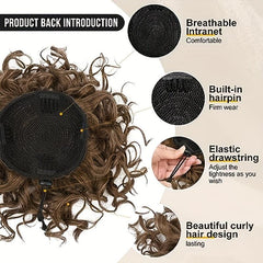 Curly Messy Donut Hair Buns Updo Chignon Clip In Hair Extensions
