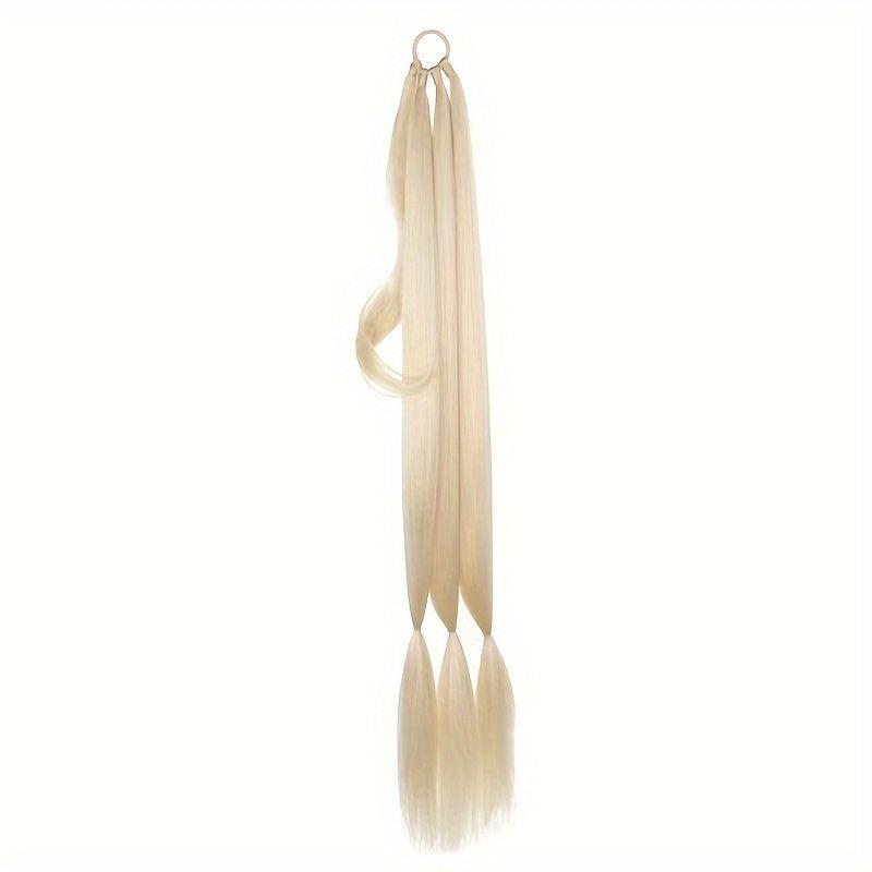 76cm Y2K Straight Braided Ponytail Extensions Rubber Band Synthetic Hair