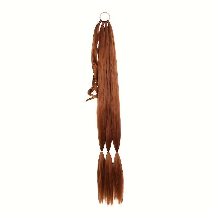 76cm Y2K Straight Braided Ponytail Extensions Rubber Band Synthetic Hair