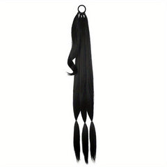 76cm Y2K Straight Braided Ponytail Extensions Rubber Band Synthetic Hair