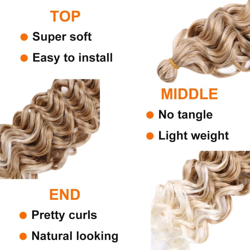 Curly Wavy Hair Pieces Synthetic Crochet Extensions Natural Look Daily Use