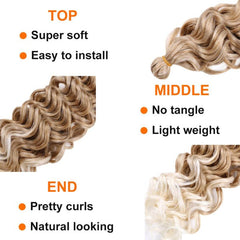 Curly Wavy Hair Pieces Synthetic Crochet Extensions Natural Look Daily Use