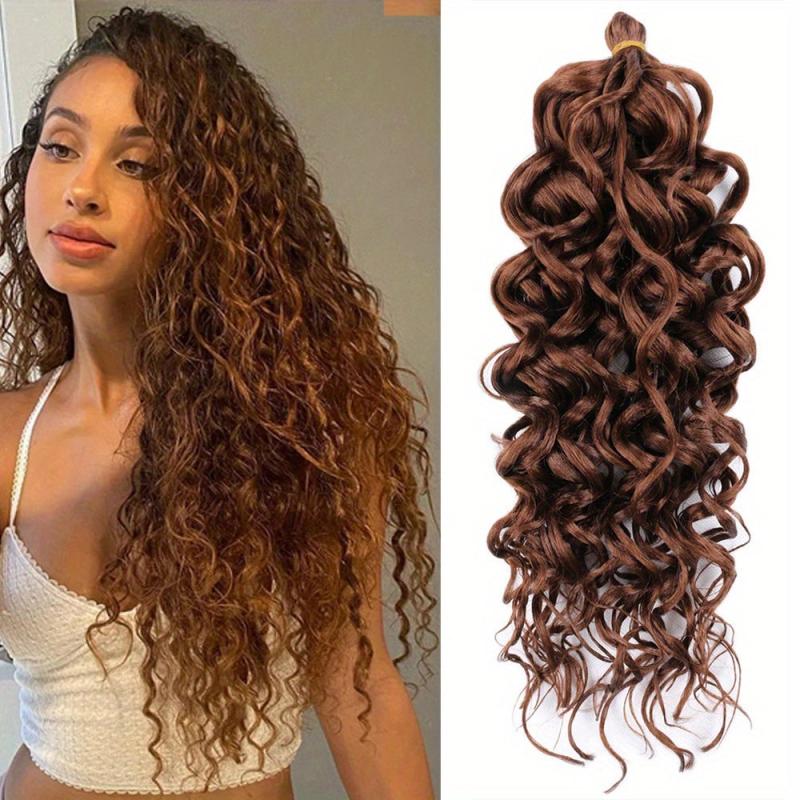 Curly Wavy Hair Pieces Synthetic Crochet Extensions Natural Look Daily Use