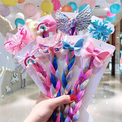Colorful Braid Hair Extensions With Bowknot Decor Ponytail Extensions