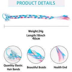 Colorful Braid Hair Extensions With Bowknot Decor Ponytail Extensions