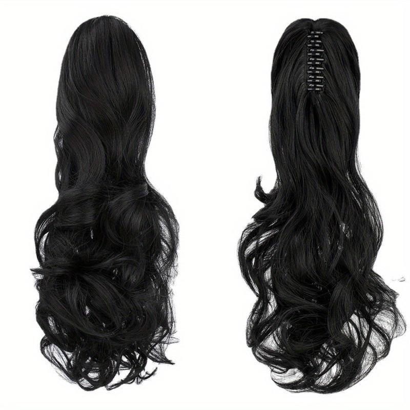 Long Wavy Ponytail Extensions Synthetic Clip In Hair Natural Looking