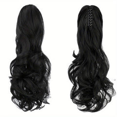 Long Wavy Ponytail Extensions Synthetic Clip In Hair Natural Looking