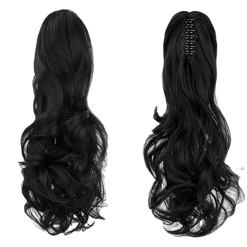 Long Wavy Ponytail Extensions Synthetic Clip In Hair Natural Looking