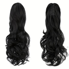 Long Wavy Ponytail Extensions Synthetic Clip In Hair Natural Looking