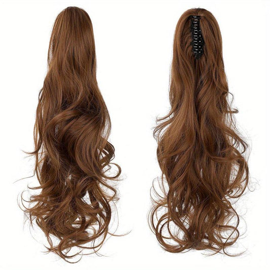 Long Wavy Ponytail Extensions Synthetic Clip In Hair Natural Looking