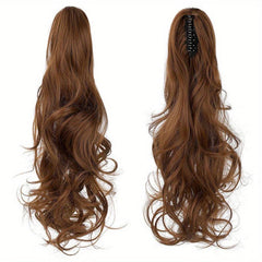 Long Wavy Ponytail Extensions Synthetic Clip In Hair Natural Looking