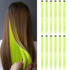 12 Pcs Colored Clip In Hair Extensions Straight Hair Synthetic Hair Extensions