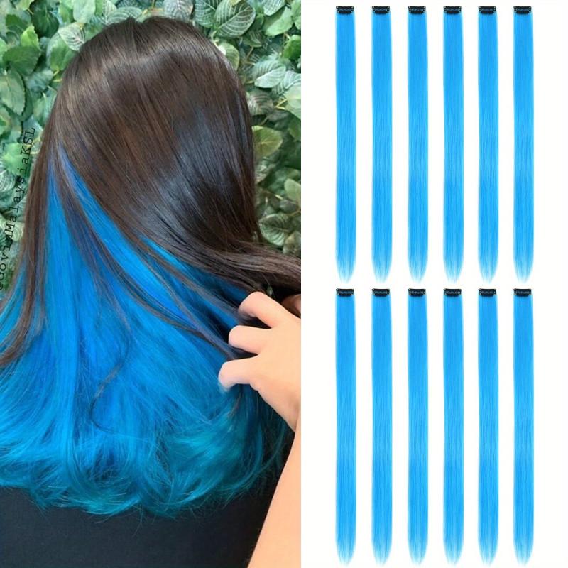 12 Pcs Colored Clip In Hair Extensions Straight Hair Synthetic Hair Extensions