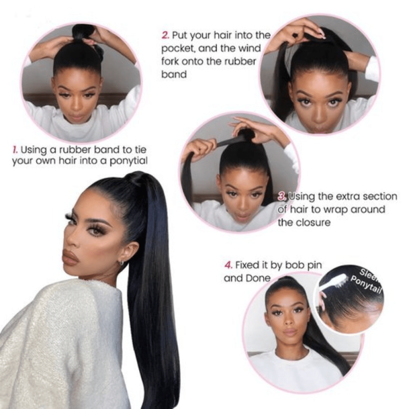 Straight Human Hair Ponytail Extensions 20-32-71 12 Cm