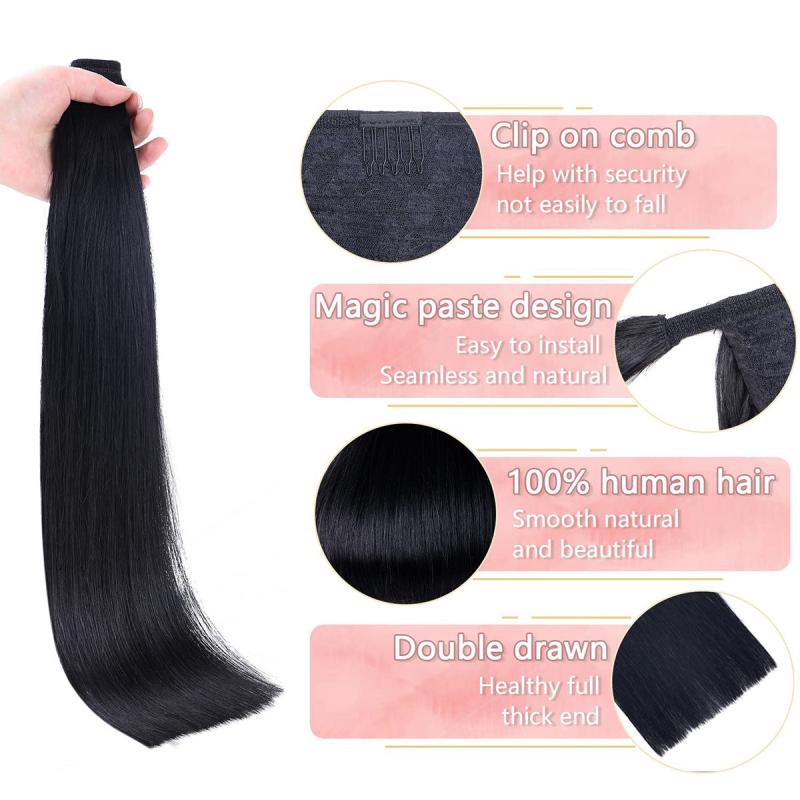 Straight Human Hair Ponytail Extensions 20-32-71 12 Cm