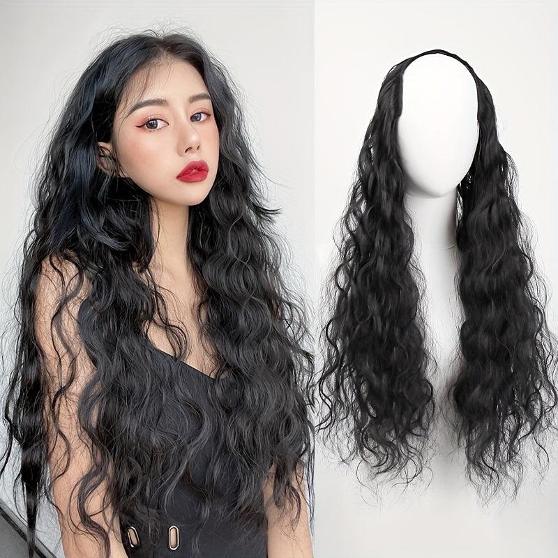 Long Curly Hair Pieces Synthetic Clip In Hair Extensions Natural Look