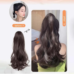Long Curly Wavy Ponytail Extensions Synthetic Clip In Hair Extensions