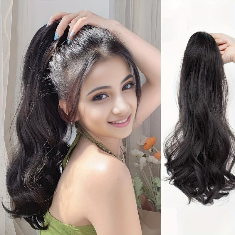 Long Curly Wavy Ponytail Extensions Synthetic Clip In Hair Extensions