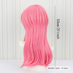 Pink Layered Wig Anime Heat Resistant Synthetic Cosplay Long Hair