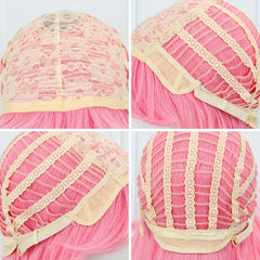Pink Layered Wig Anime Heat Resistant Synthetic Cosplay Long Hair
