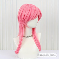Pink Layered Wig Anime Heat Resistant Synthetic Cosplay Long Hair