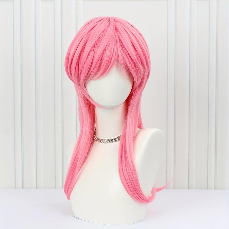 Pink Layered Wig Anime Heat Resistant Synthetic Cosplay Long Hair