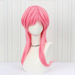 Pink Layered Wig Anime Heat Resistant Synthetic Cosplay Long Hair