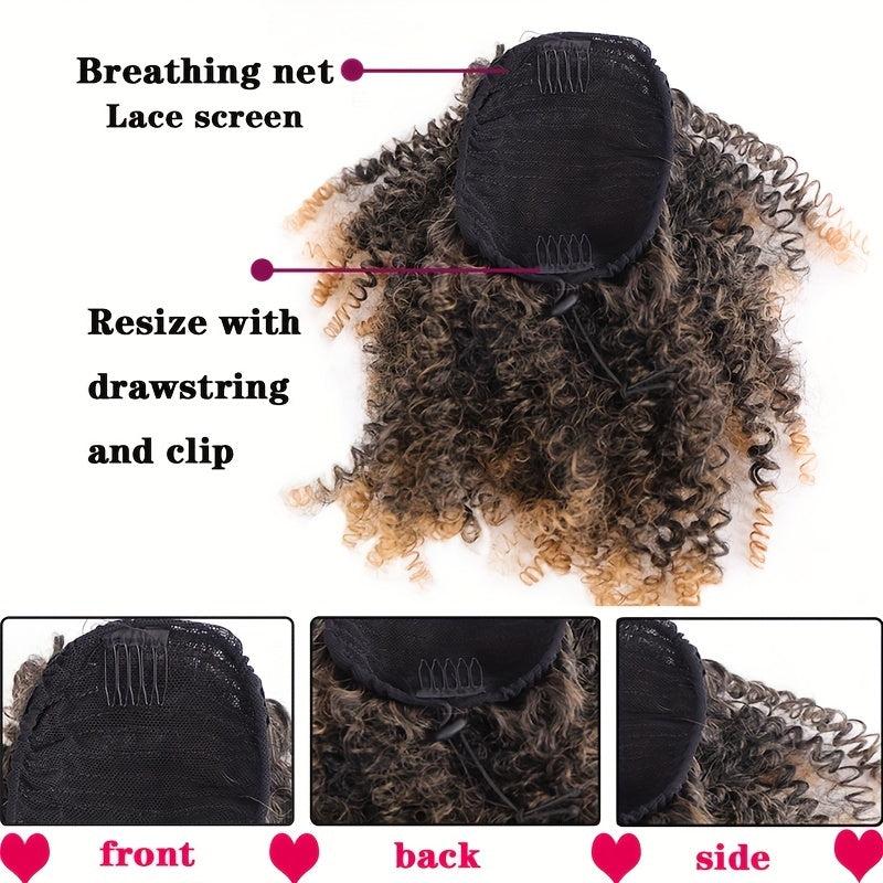 Short Afro Curly Ponytail Extension Natural Look