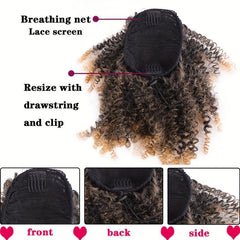 Short Afro Curly Ponytail Extension Natural Look
