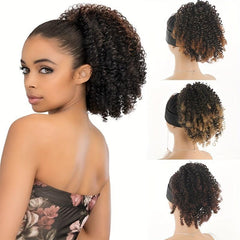 Short Afro Curly Ponytail Extension Natural Look