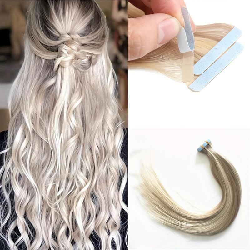 20pcs Long Highlight Human Hair Tape In Hair Extensions for Daily Use