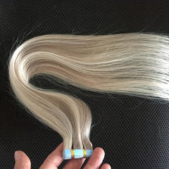 20pcs Long Highlight Human Hair Tape In Hair Extensions for Daily Use