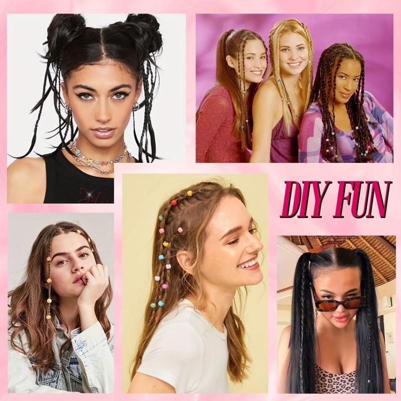 Small Braid Synthetic Clip In Hair Extensions Baby Braids Natural Soft Pink