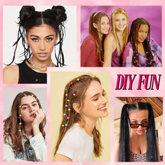 Small Braid Synthetic Clip In Hair Extensions Baby Braids Natural Soft Pink