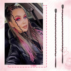 Small Braid Synthetic Clip In Hair Extensions Baby Braids Natural Soft Pink