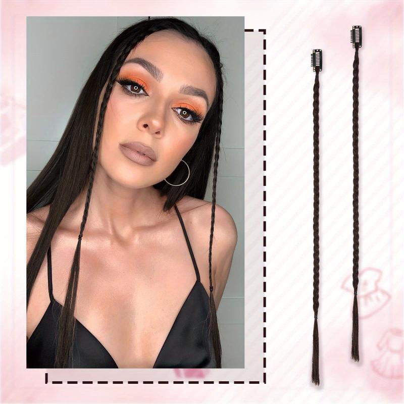 Small Braid Synthetic Clip In Hair Extensions Baby Braids Natural Soft Pink
