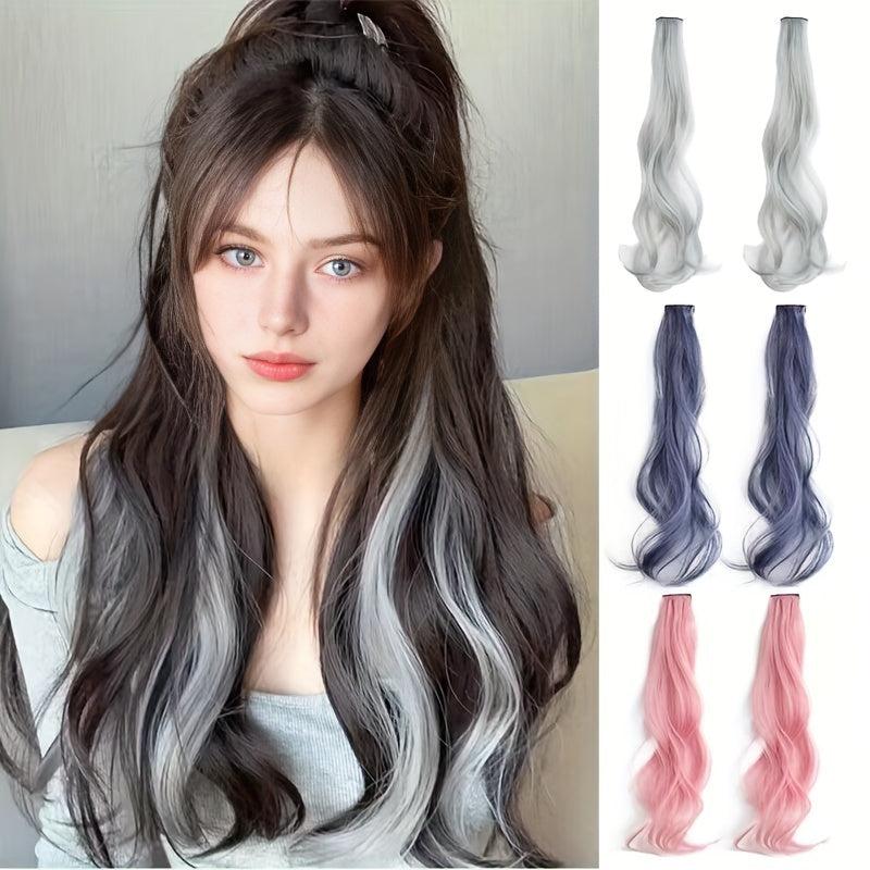 Long Curly Hair Pieces Synthetic Clip In Hair Extensions