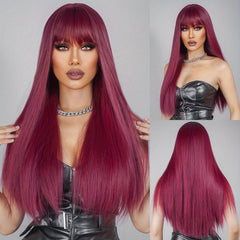 Platinum Straight Hair Wig Dark Root Synthetic Long Wig