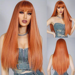 Platinum Straight Hair Wig Dark Root Synthetic Long Wig
