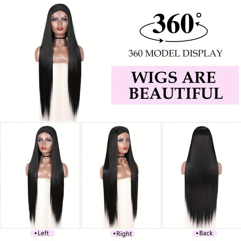 Long Straight Hair Headband Wig for Women