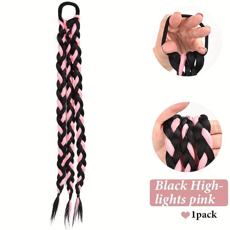 Summer Girls 45-72 cm Pink Box Braids Ponytail Extensions