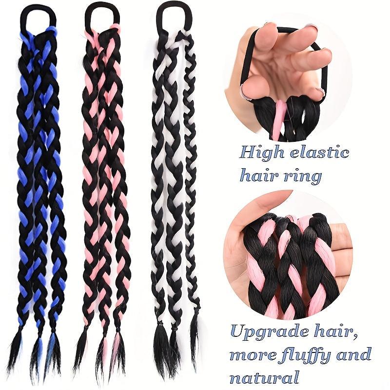 Summer Girls 45-72 cm Pink Box Braids Ponytail Extensions