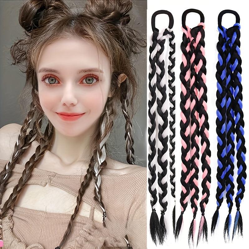 Summer Girls 45-72 cm Pink Box Braids Ponytail Extensions
