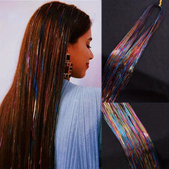 5pcs Sparkle Hair Tinsel Kit Rainbow Colored Strands Party Laser Hair