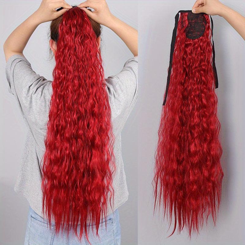 Synthetic Hair Extensions Ponytail Strap with Corn Whiskers Curly Long Ponytail