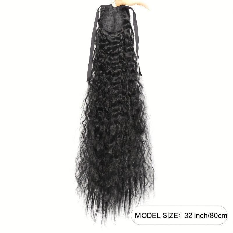 Synthetic Hair Extensions Ponytail Strap with Corn Whiskers Curly Long Ponytail